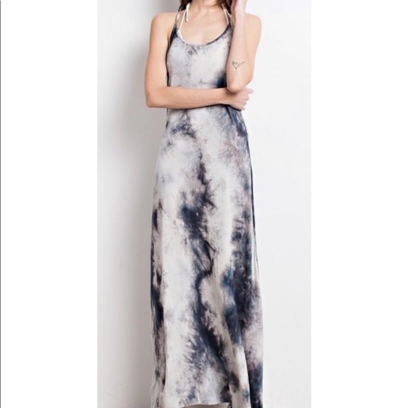 Dresses & Skirts - Crochet Back Tie Dye Maxi Knit Dress - Ash